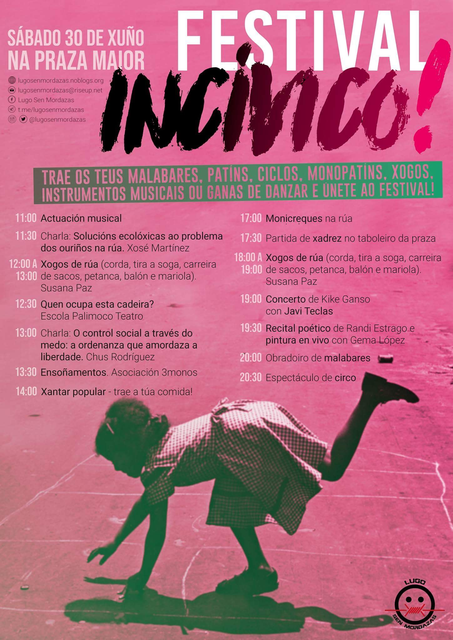 Cartaz do Festival Incívico, a celebrar este sábado na Praza Maior de Lugo en protesta contra a Ordenanza Mordaza