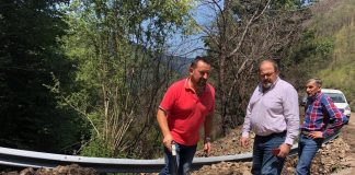 Fernández Queipo e Gómez Tadín supervisan en Cervantes o estado da estrada LU-P-1401, afectada polos desprendementos | Deputación de Lugo