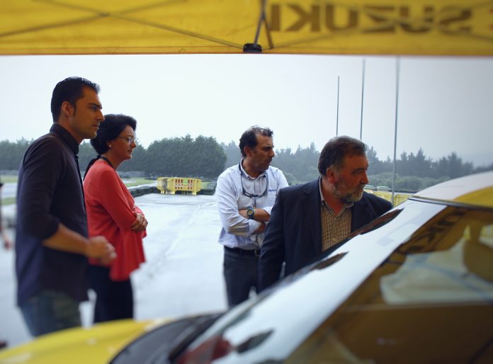 De esquerda a dereita, Rivera Capón, Carrera, Solórzano e Iglesias, durante a presentación na Pastoriza do Volante Deputación | Deputación de Lugo