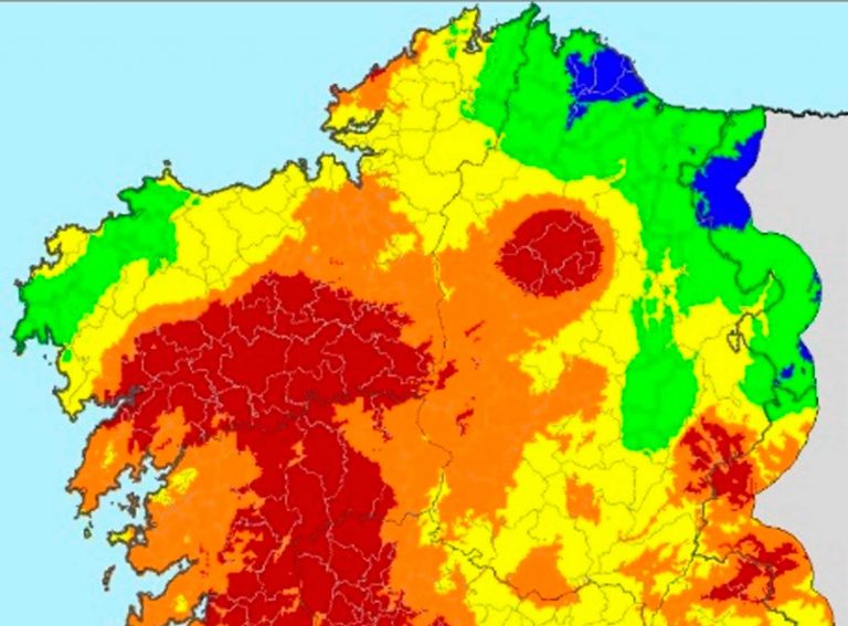 Mapa do Índice de Risco Diario de Incendios do 8 de outubro | Xunta de Galicia