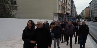 Parte do equipo de goberno comproba o resultado das obras na Avenida da Coruña | Concello de Lugo
