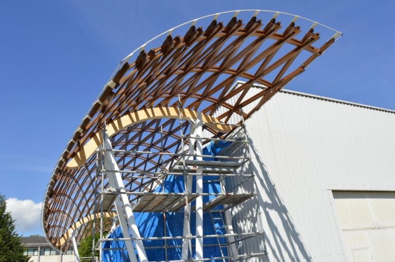 A primeira estrutura reticular de madeira de eucalipto ‘globulus’, cun accésit nos Margarita Salas, está no Campus Terra