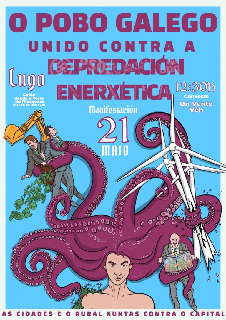 Este domingo unha manifestación percorrerá Lugo para reclamar unha moratoria eólica