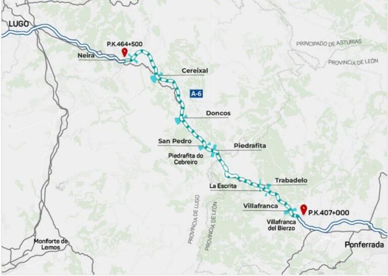 Os túneles de Doncos e Cereixal, na A-6, permanecerán cortados durante tres noites esta semana por obras