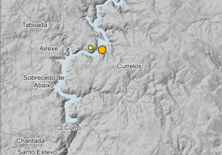 Rexistrados dous tremores de terra en Taboada con magnitude 2,3 e 1,9 mbL.g